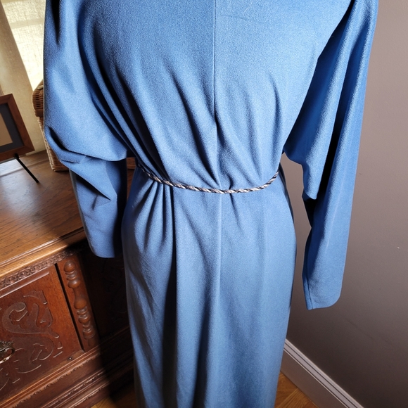 VINTAGE VANITY FAIR BLUE ULTRASUEDE BATHROBE - Picture 10 of 11